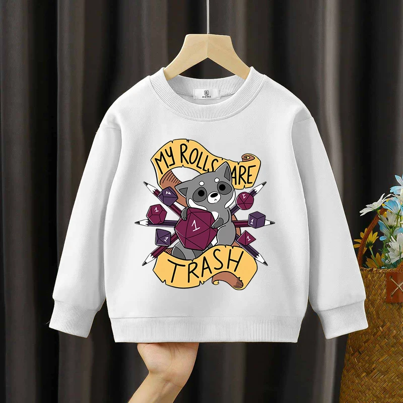 RPG Raccoon Classic Children's Hoodies Girls Pet Animal Cartoon Sweatshirts Boys Cute Raccoon Tops Summer Dice Pen Kids Hoodies