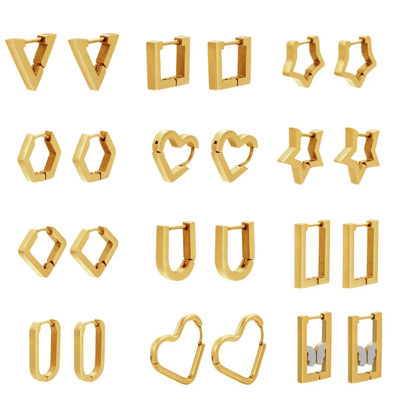 

2022 Fashion Stainless Steel Geometric Gold Earrings For Women Hoop Earrings DIY Jewelry Accessories Wholesale
