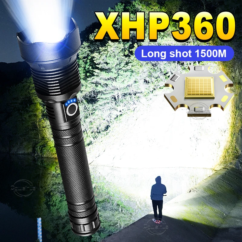 XHP360 Led Flashlight With Usb Charging 18650 Rechargeable Torch Ultra Powerful Flashlight XHP70 Army Tactical Lamp Work Light