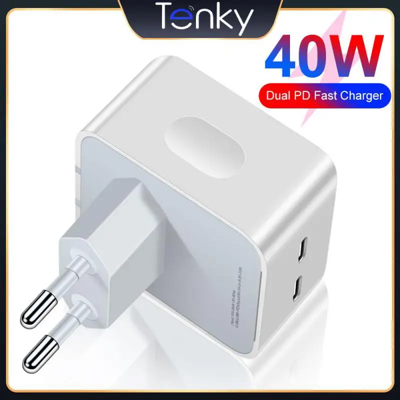 

For Travel Fast Charge Pd40w Fast Charger Type C Port Dual Type-c Charging Head Eu Uk Power Adapter Quick Charge Adapter