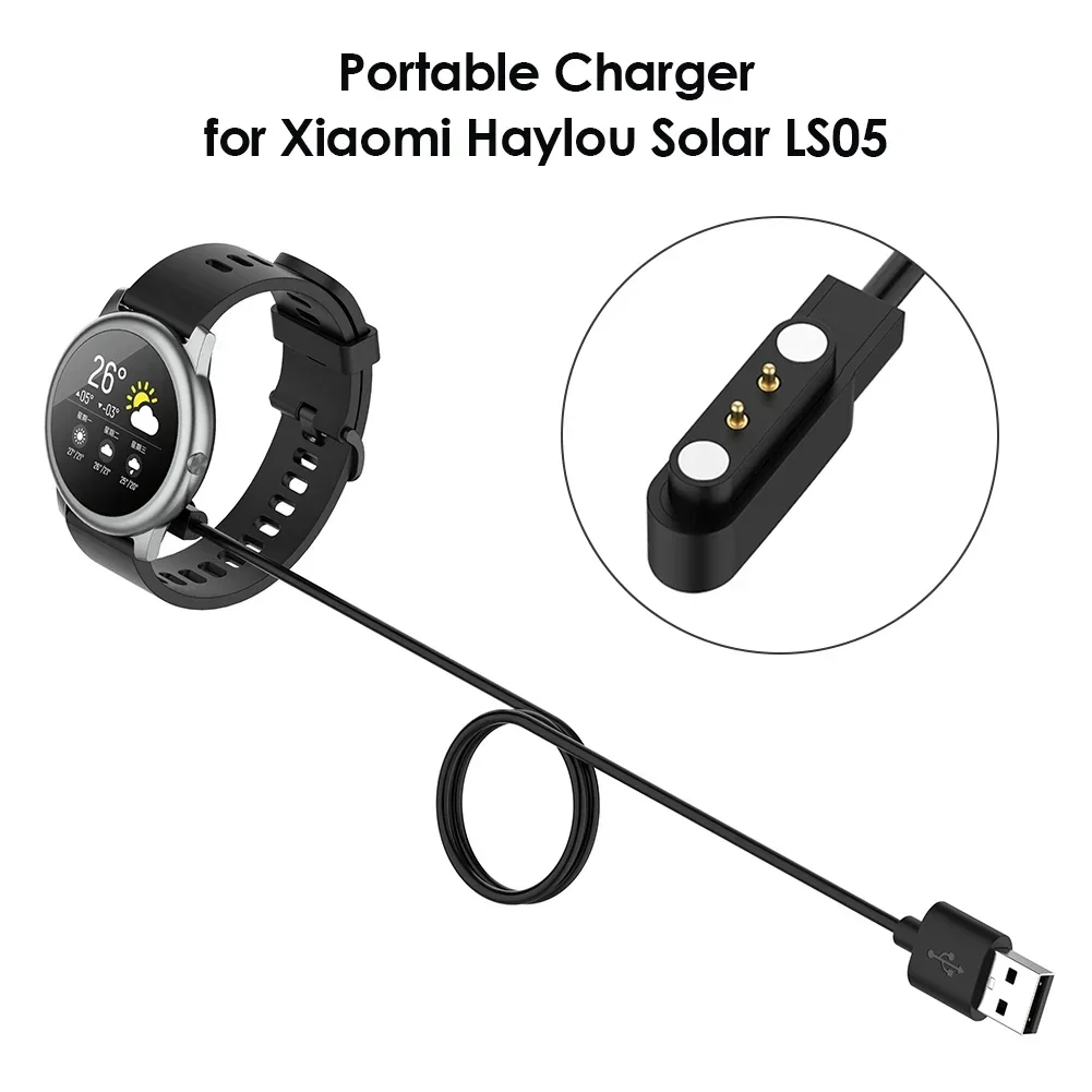 Фото USB-зарядное устройство 100 см для Haylou Solar LS05, кабель для быстрой зарядки, док-станция, адаптер питания, аксессуары для умных часов, черный №2