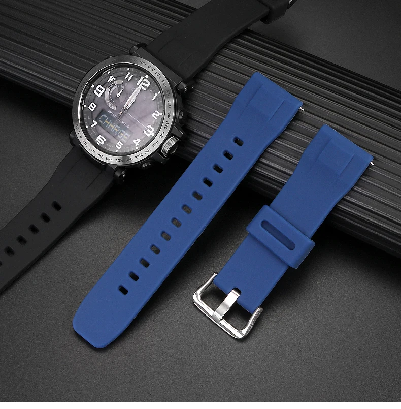 Silicone watch strap for Casio PROTREK series PRW-6600/PRW-70YT/50/30 sports strap 23 24mm watchband Men's Waterproof Wrist Band