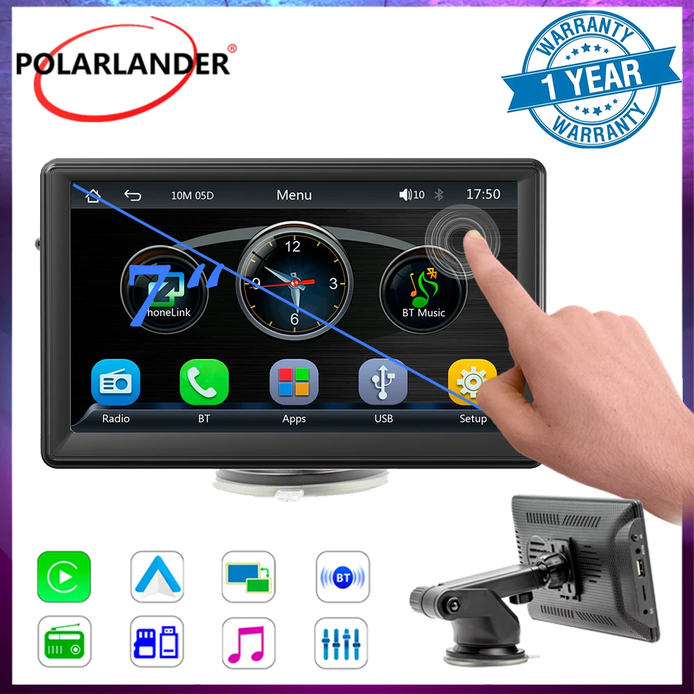 

Автомобильный мультимедийный плеер, автомобильная стереосистема со встроенными динамиками, USB/TF-картой, Bluetooth, 7-дюймовый проводной/беспроводной Android автомобильный монитор CarPlay