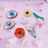 minar kawail multi styles tulip hand acetate arcylic hair claws for women female colorful flower evil eye hairclip accessories