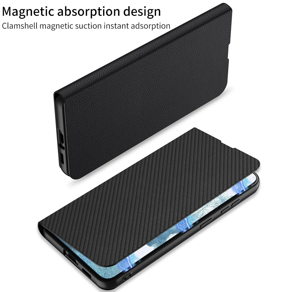 

Magnetic Clamshell Flip Anti-drop Business Leather Holster Case for Galaxy S23 Plus Ultra Shockproof Solid Color Back Cover