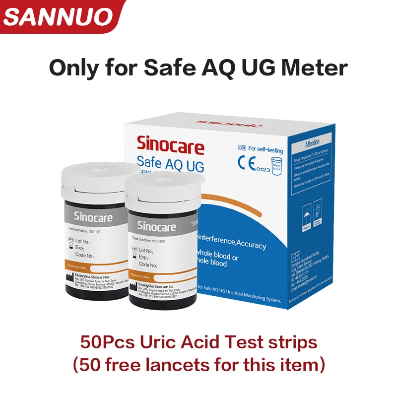 Тест-полоски Sinocare для мочевой кислоты, 25/50/100 шт. Тест-полоски Sinocare для мочевой кислоты, 25/50/100 шт.
