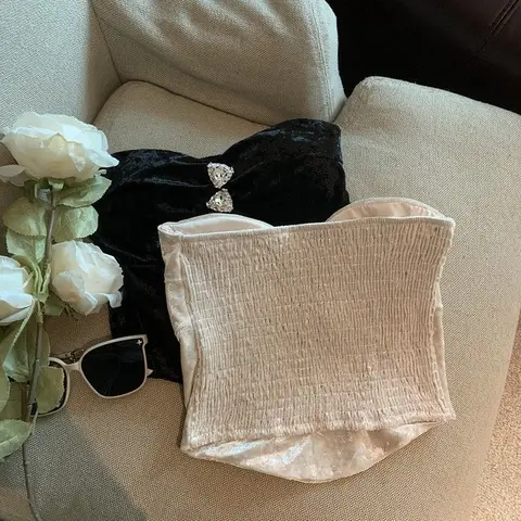 Neploe, уникальный жилет американского сексуального меньшинства, Spice Girls Advanced, винтажные майки, элегантные тонкие бархатные топы без бретелек с бриллиантами