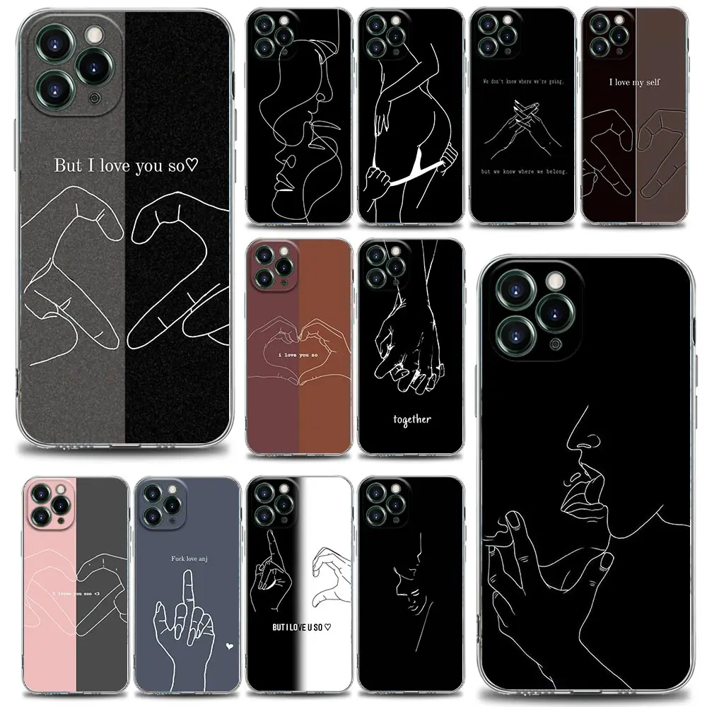 

Clear Phone Case for Apple iPhone 11 12 13 14 Pro Max 7 8 SE XR XS 6s Plus Cases Soft Silicone Cover Line Art But I Love You So