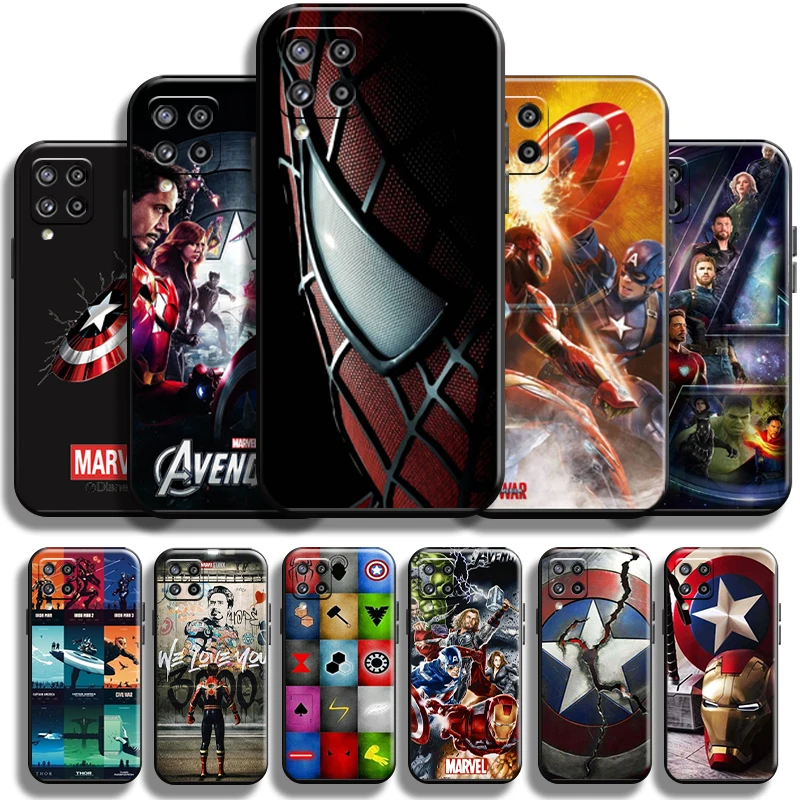 

Marvel Avengers Logo Phone Case For Samsung Galaxy A22 A22 5G Cases Shockproof Coque Soft Funda Liquid Silicon Shell Black