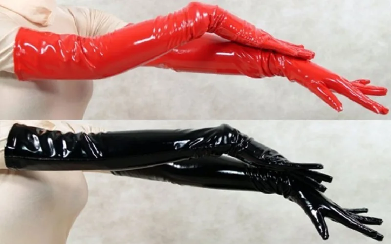 1 пара оптовая продажа ПВХ виниловый спандекс зентай длинные черные/красные