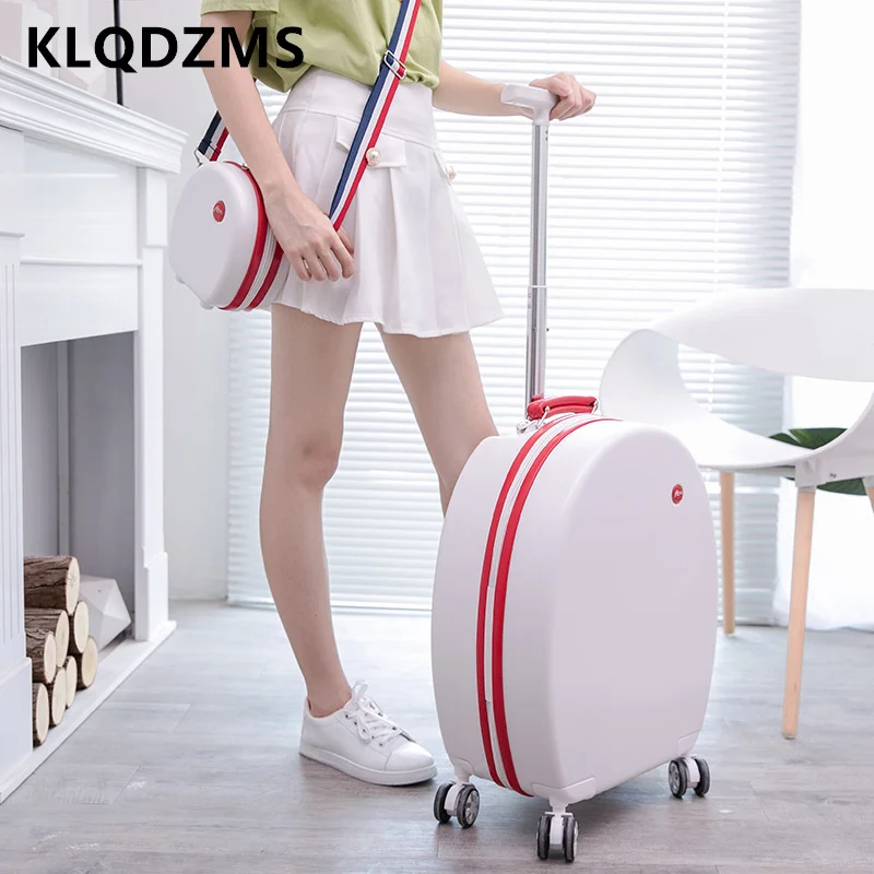 KLQDZMS 20" Inch Men's and Women's New Suitcase Set Trolley Case Boarding Luggage Carry-on Handheld Makeup Bag Roller Handbag -