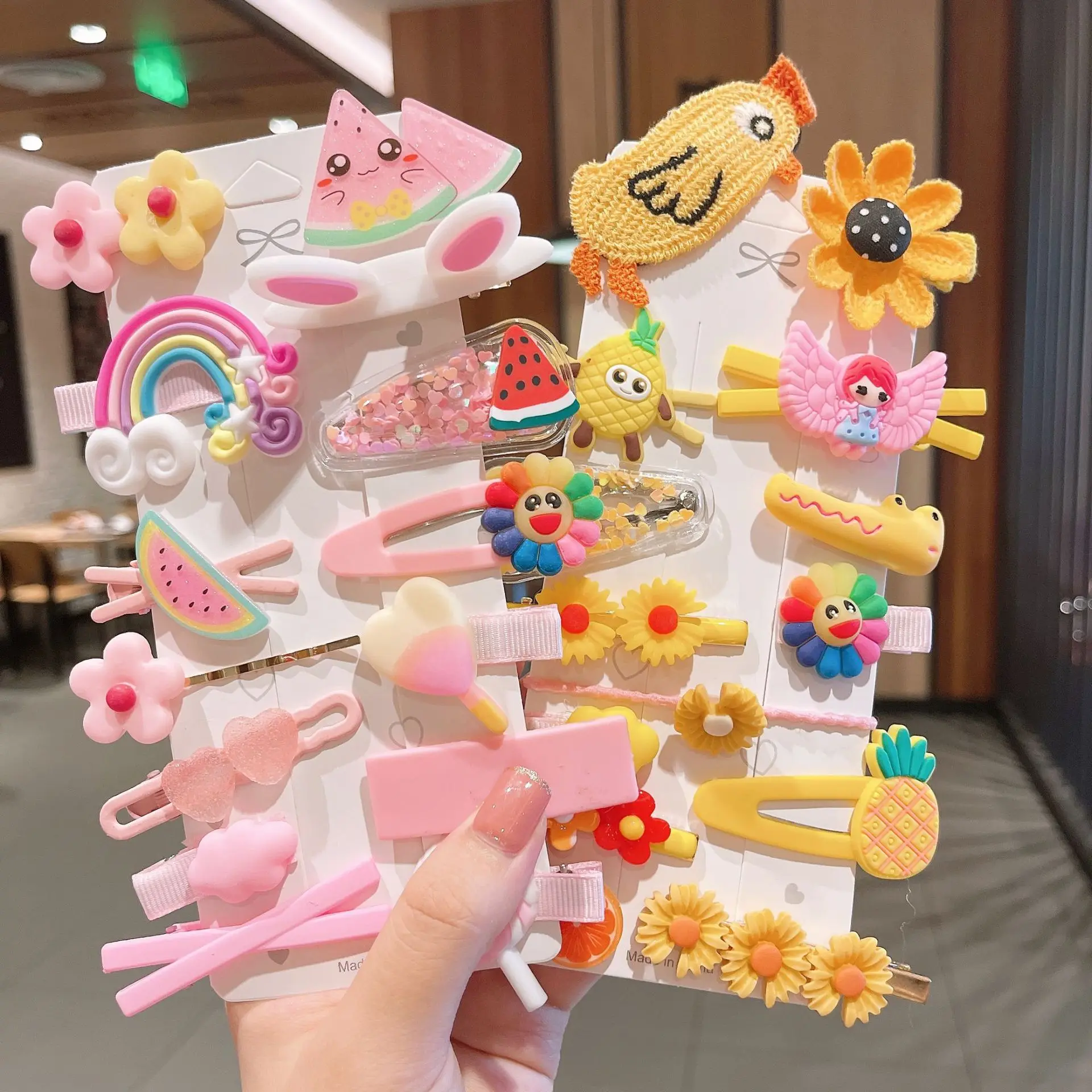 

14Pcs Girls Cute Hair Clip Set Rainbow Fruit Cartoon Hair Bands Hair Accessories Headwear Hairpins Cartoon Hairpin Headdress New