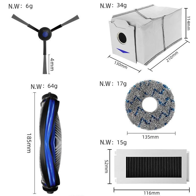 Основная боковая щетка HEPA-фильтр тканевый мешок для пыли Ecovacs Debot N30 Omni/N30 Pro Omni