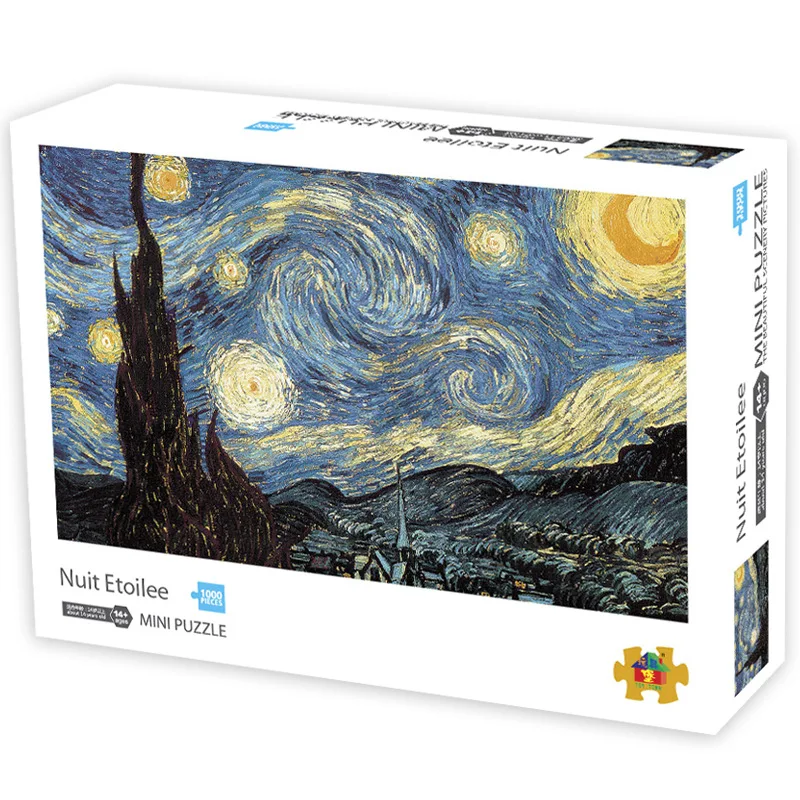 

Finger Mini Puzzles For Adults 1000 Piece Van Gogh Starry Sky Paper Jigsaw Fidget Toy 42*30cm Artwork Game Gift Top Quality Sale