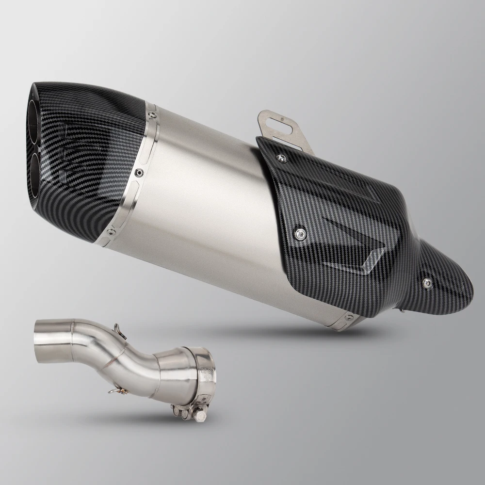 

Надевается для BMW R1200GS R1200RS R1250RS R1250GS ADV выхлопная система мотоцикла с крышкой, глушитель с двойным отверстием, средняя труба