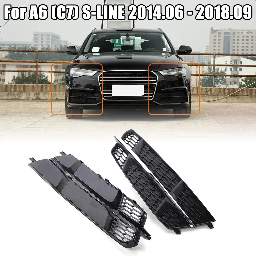 

2*Fog Lamp Grille Fit For A6 (C7) S-LINE 2014.06-2018.09 Sporty Lower Mesh Grille Fog Lamp Frame 4G0807682 AN 4G0807681 AN