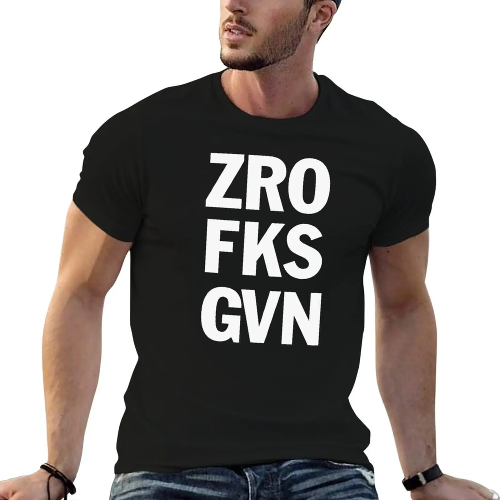 Фото Футболка с круглым вырезом, Zro Fks Gvn, для тренировок, с коротким рукавом №1