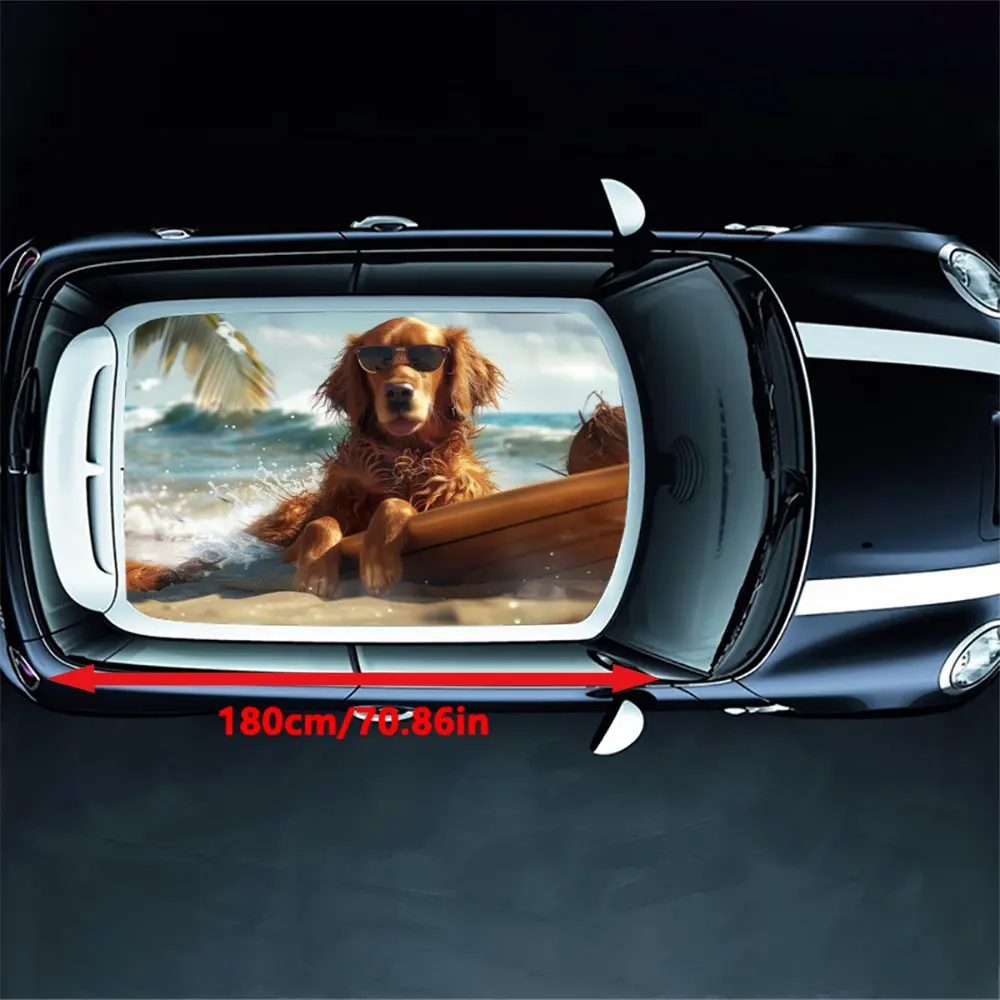 Морская волна отпуск собака принт наклейка на крышу автомобиля обертка для гонок