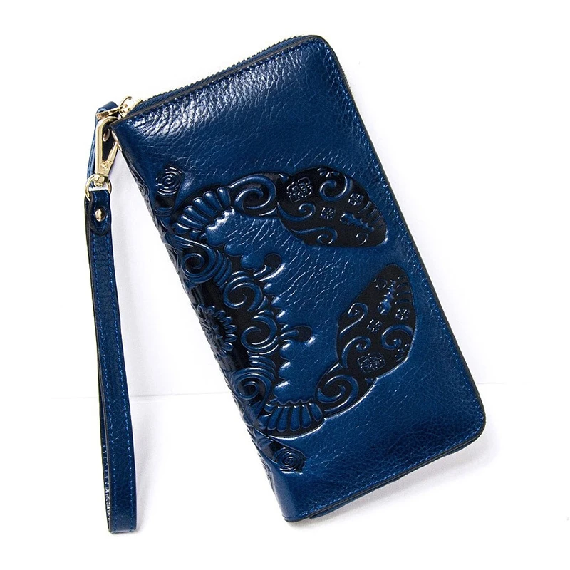 Long Genuine Leather Wallet Women Fashion Ladies Leather Wallets Big Real Cowhide Purses Animal Pattern Female Clutch Bag