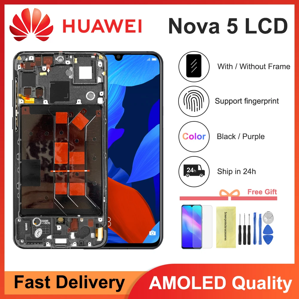 AMOLED 6,39 'ЖК-дисплей для Huawei Nova 5 ЖК-дисплей сенсорный экран дигитайзер в сборе для Nova 5 pro ЖК-дисплей