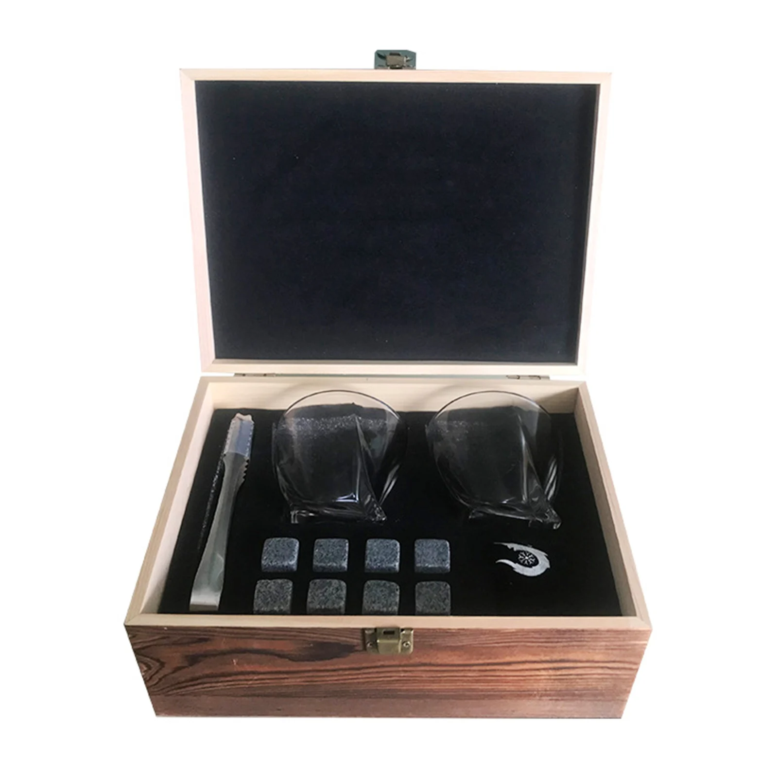 

Набор из 9 камней и 2 стакана для виски в деревянной подарочной коробке