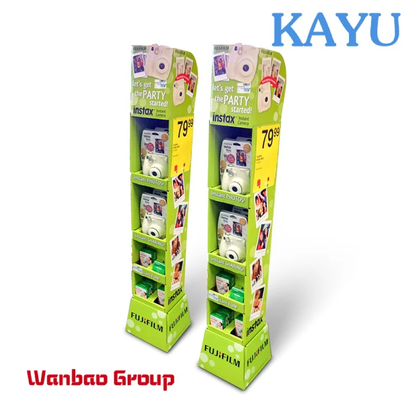 Custom retail store pos corrugated cardboard display trade show foldable shelves stand paper free standing display rack