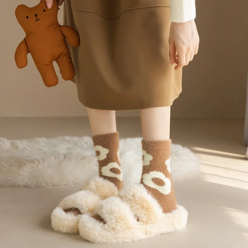 Fashion Cute Sleeping Sock Set 5 Pairs New Warm Winter Thermal Fuzzy Socks for Women Kawai Winter Fluffy Thick Socks Female