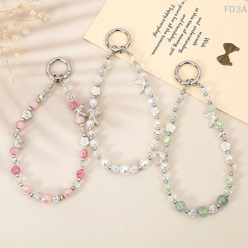 Двухслойная цепочка с бабочкой ремешок для телефона подвеска кристаллами и