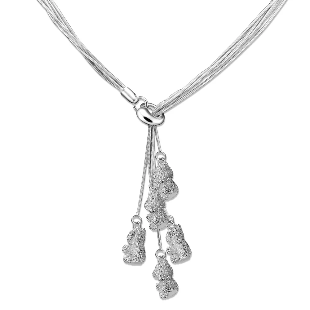 

Цепочка ziqiudieS925 Женская многослойная из стерлингового серебра, ожерелье с пятиниточной змеиной косточкой и шариком-медведем с подвеской в виде головы замка, j