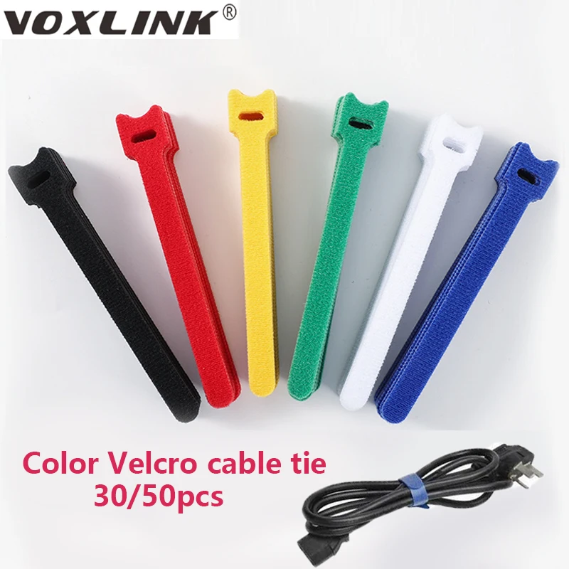 

VOXLINK 30/50Pcs Velcro Tie Bundled with Cable Manager Computer Headset Data Cable Storage Fixed Winding Cable Tie Reusable Cord