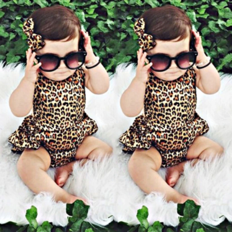 

Baby Girl Clothes Sleeveless Halter Bodysuit Outfits Baby Girls Leopard Siamese Bodysuits Newborn Kids Toddler Clothing Jumpsuit