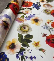 stretch printed silk fabric flowers mulberry spandex shirt dress pajama diy textile cloth for sewing by the meter