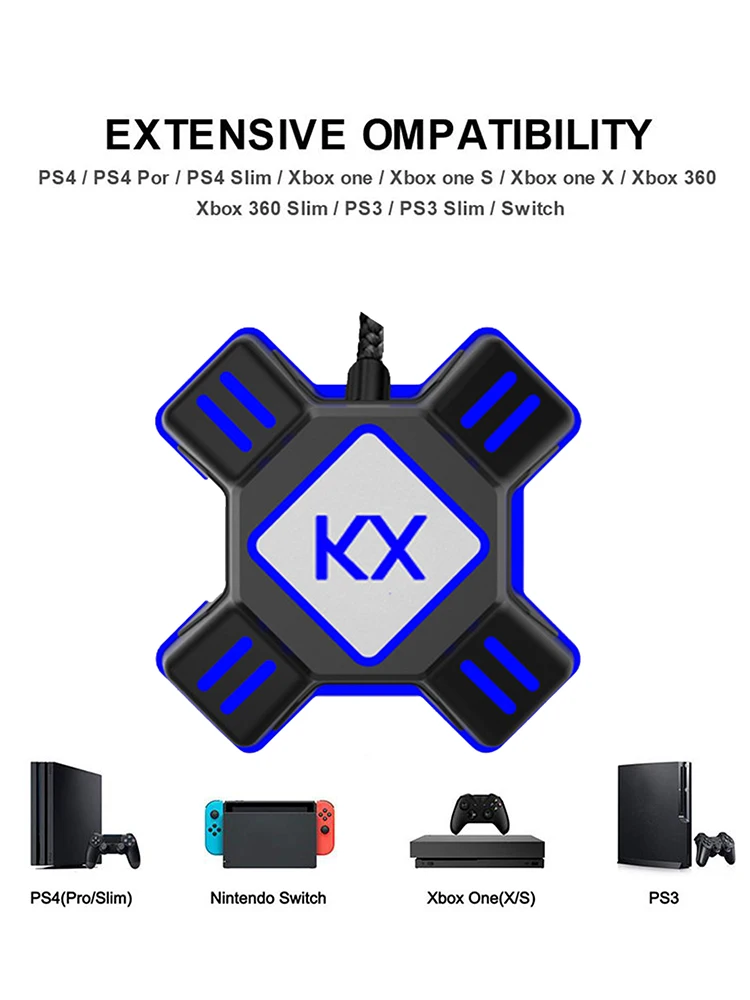 

Новый адаптер KX для клавиатуры и мыши, конвертер для игрового контроллера, адаптер для USB-подключения для Switch/ Xbox One /PS4/PS3
