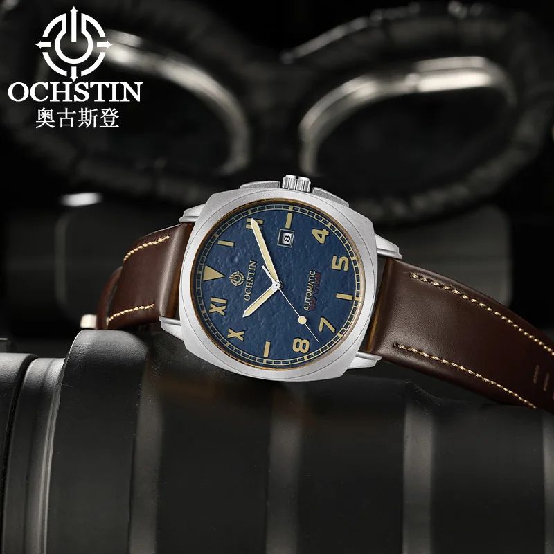 Фото Часы серии OCHSTIN Master, Лидер продаж, мужские часы с автоматическим механическим механизмом, мужские водонепроницаемые наручные часы с ремешком из натуральной кожи №3