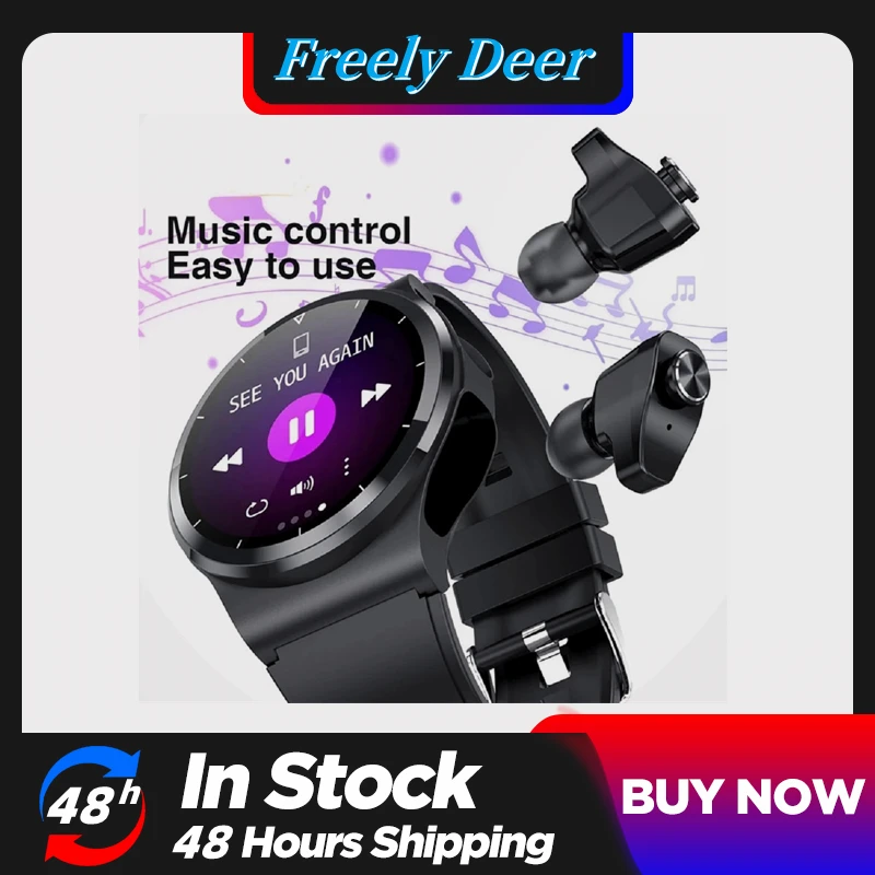 

Earphone Smart Watch Men Wireless Stereo Headset Bluetooth Call Full Screen Waterproof Smartwatch Customized Dial relógio