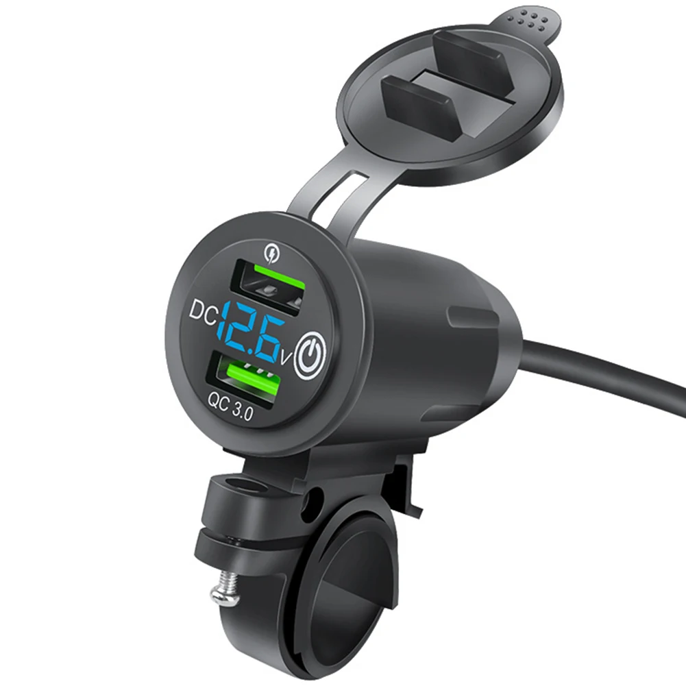 

Motor Charger Sets Handlebar Charger For All Dc 12~24V Vehicles ABS + PVC Dual 12~24V USB Outlet Flame Retardant