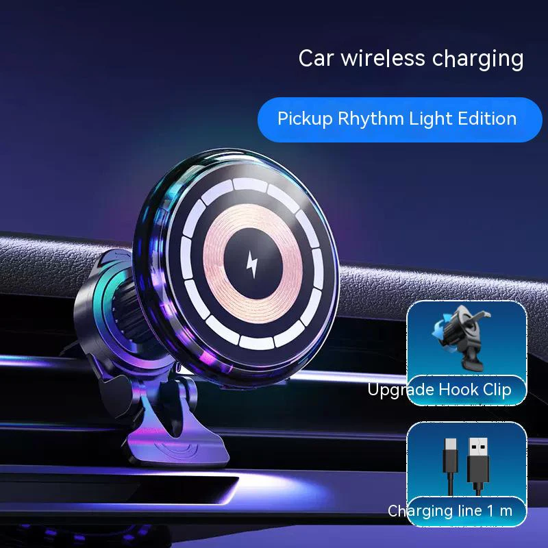 

Suitable for iPhone Huawei Samsung RBG Luminous Wireless Charger Huawei Magsafe Magnetic Car Wireless Charging Phone Holder