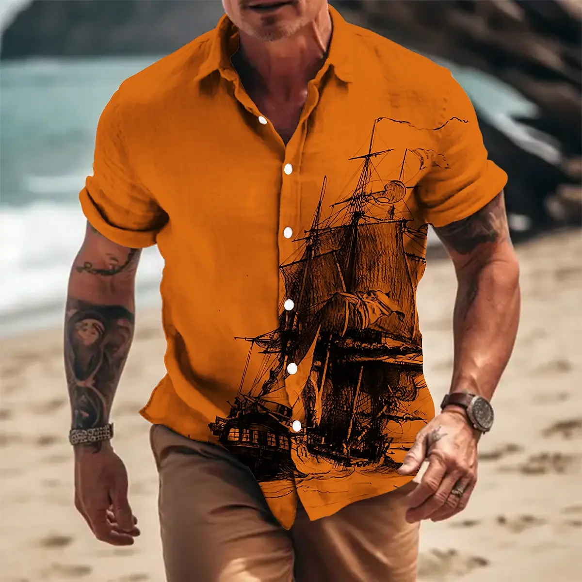 Лодка 3D принт Гавайские рубашки Мужчины Женщины Повседневная мода Уличная