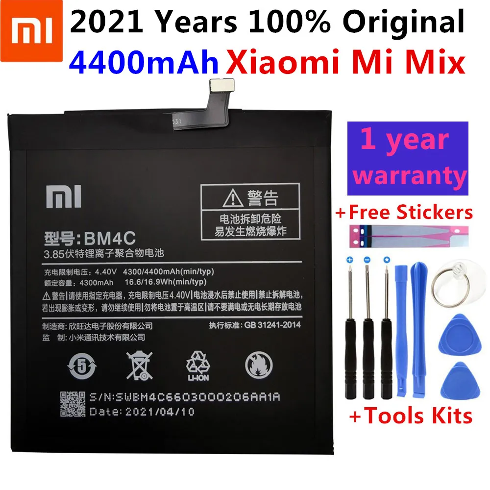 

100% Original Xiaomi BM4C Mobile Phone Battery For Xiaomi Mi Mix Replacement Battery 4400mAh High Capacity Phone Batteries+Tools