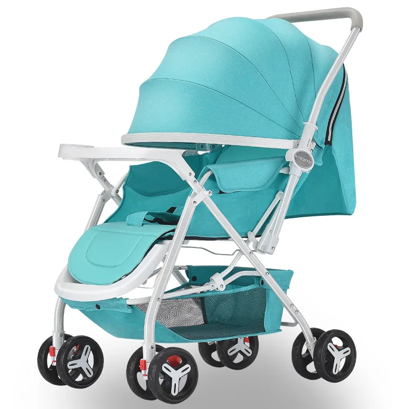 Blue Childhood High-view Stroller Can Sit, Lie Down, Fold Light, Baby Children's Stroller Stroller  Car Seat Stroller