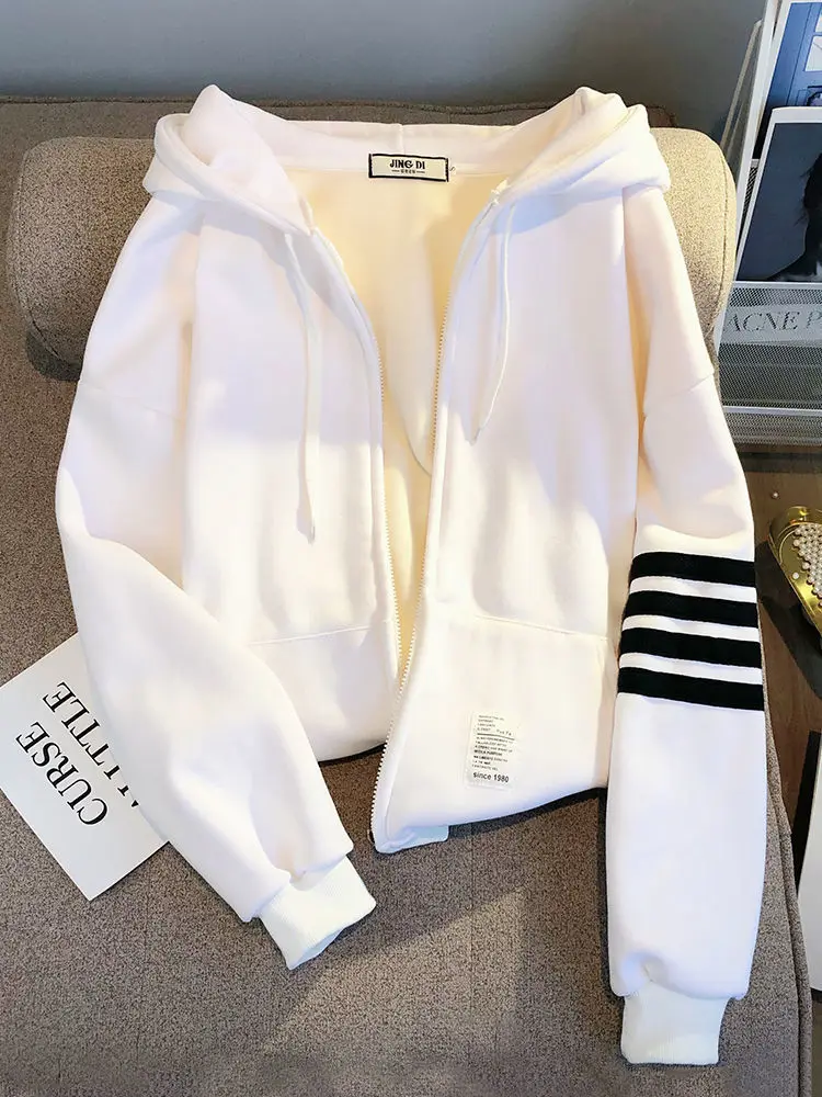 

Korean Fashion Woman Clothes 2023 New In Hooded Sweatshirts Autumn Winter Long Sleeve Top Zip Up Hoodie Casual Jackets 후드집업 Chic