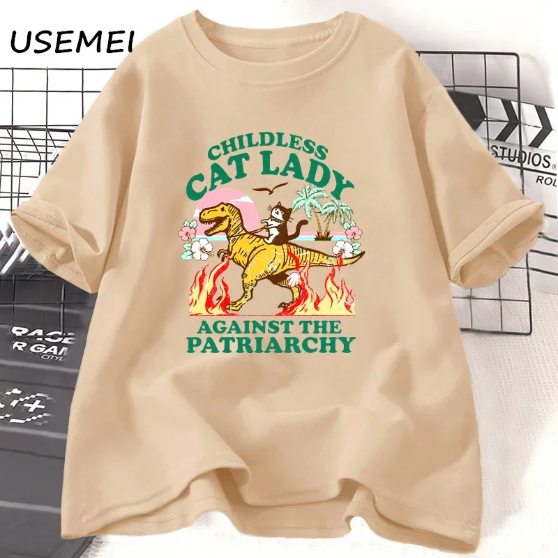 Женская футболка с рисунком кота Забавный дизайн хлопковая Футболка Kamala
