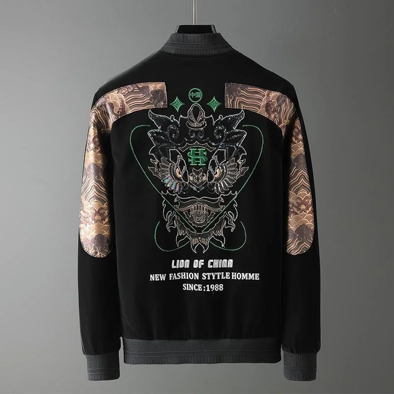 

Роскошная брендовая светильник шная мужская куртка в китайском стиле новинка 2023 осенний тренд красивый бейсбольный костюм модная одежда с вышивкой