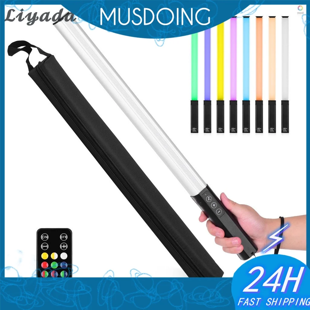 

LIYADI RGB Handheld LED Light Wand Rechargeable Photography Light Stick 10 Lighting Modes 12 Brightness Levels 1000 Lumens 3200