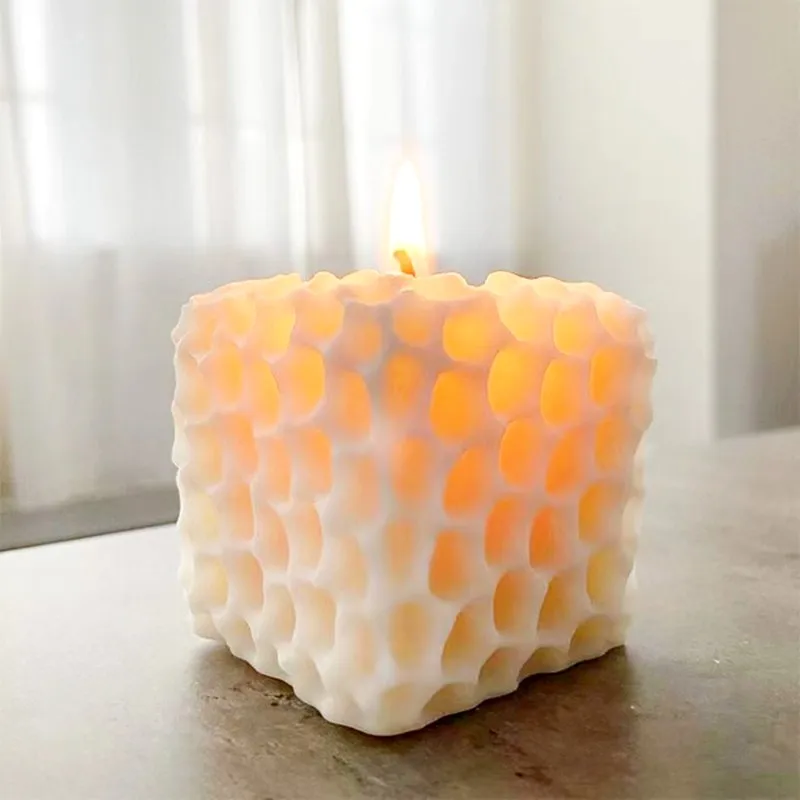 

3D Cube Honeycomb Candle Mold DIY Handmade Soap Plaster Gypsum Epoxy Resin Silicone Mould Home Decoration Ornaments 2022 New