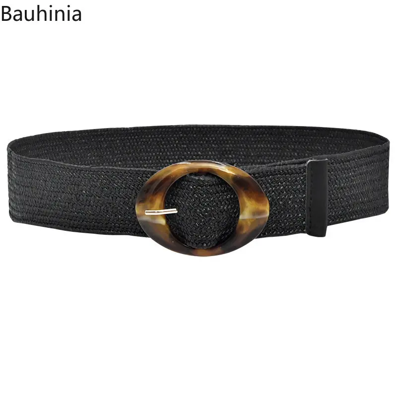 Bauhinia Newest 96x5cm PVC Buckle Bohemian Woven Belt Simple Elastic Pin Buckle Belt Wax Rope Cummerbunds