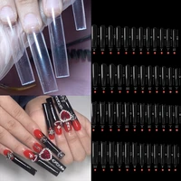 240pcsbox 3xl acrylic nails clear super long size square nail tips extension non c curve half cover flatter straight false nail