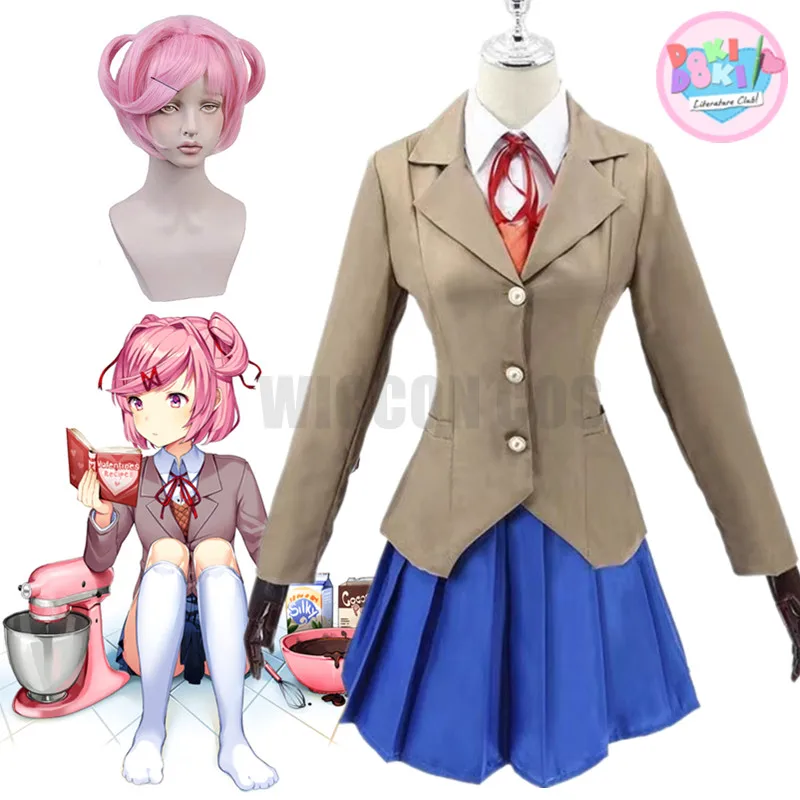 

Игра Doki Literature Club Natsuki Cosplay Monika Yuri Sayori Косплей Костюм Школьница женская форма