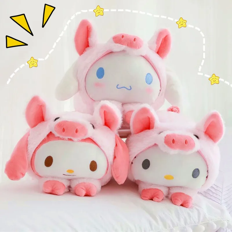 

Кавайные плюшевые подушки Sanrio в стиле Хелло Китти, помпон пурин, превращается в свиньи и кролика, милая плюшевая кукла, мягкая подушка, подарки для ребенка
