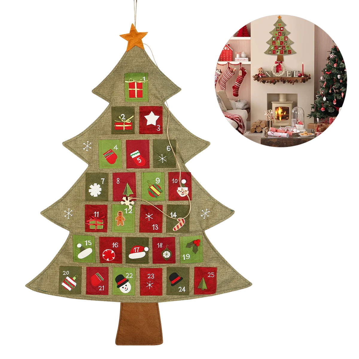 

reusable advent calendar pockets of learning- Christmas Calendar Linen Plain Christmas Hanger Advent Calendar Fabric Calendar